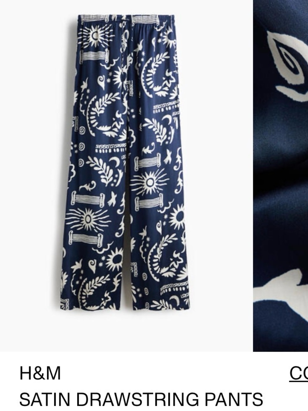 H&M Satin Drawstring Pants